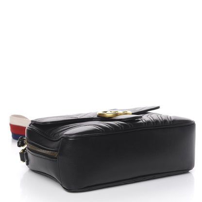 Gucci Calfskin Matelasse Sylvie Web Small GG Marmont Top Handle Shoulder Bag Black 5 of 22