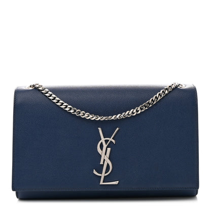 Saint Laurent Grain De Poudre Medium Classic Monogram Kate Satchel Blue Clair 1 of 10