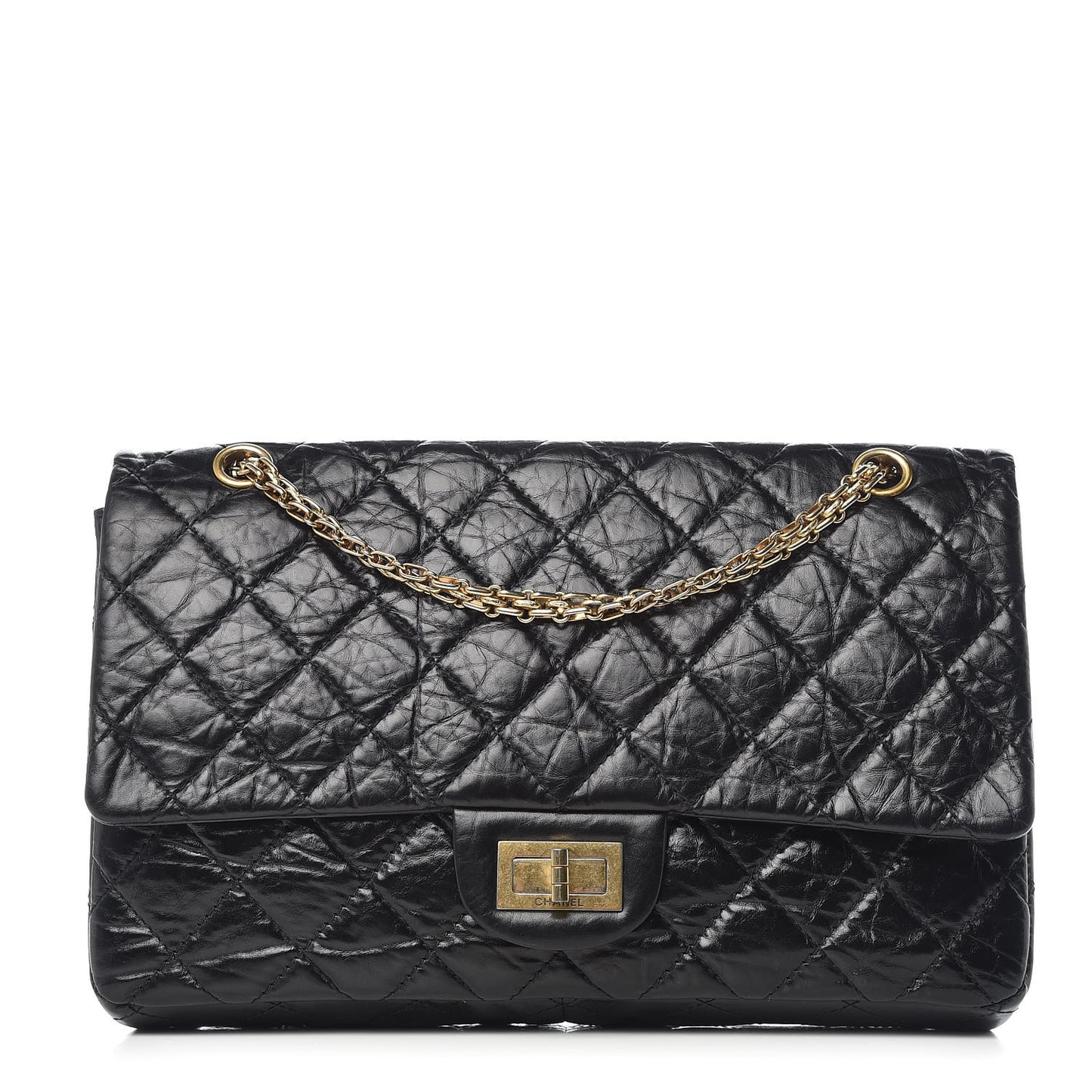 Aged Calfskin Quilted 2.55 Reissue 227 Flap Black