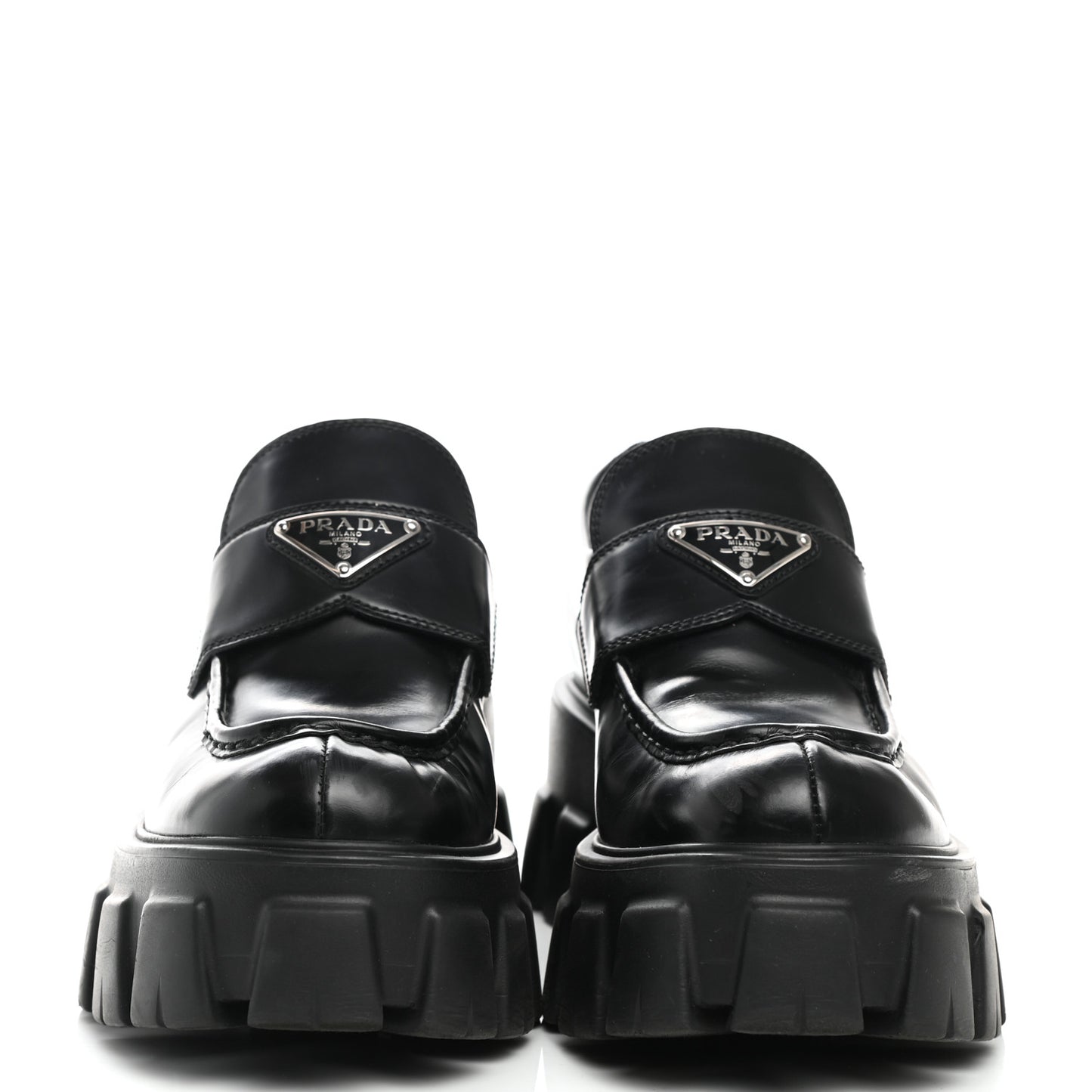 Spazzolato Rois Metal Triangle Logo Monolith 55mm Loafers 37.5 Black