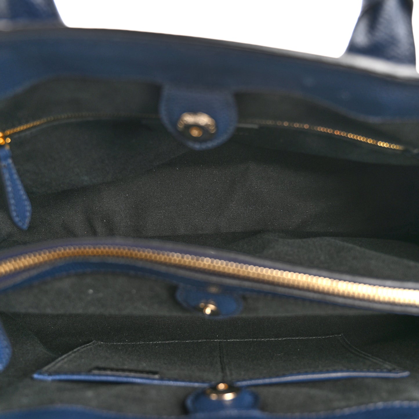 Grainy Calfskin House Check Large Banner Tote Ink Blue