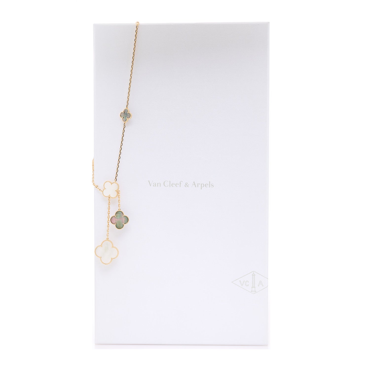 Van Cleef & Arpels 18K Yellow Gold Mother of Pearl Onyx 6 Motifs Magic Alhambra Necklace 6 of 6