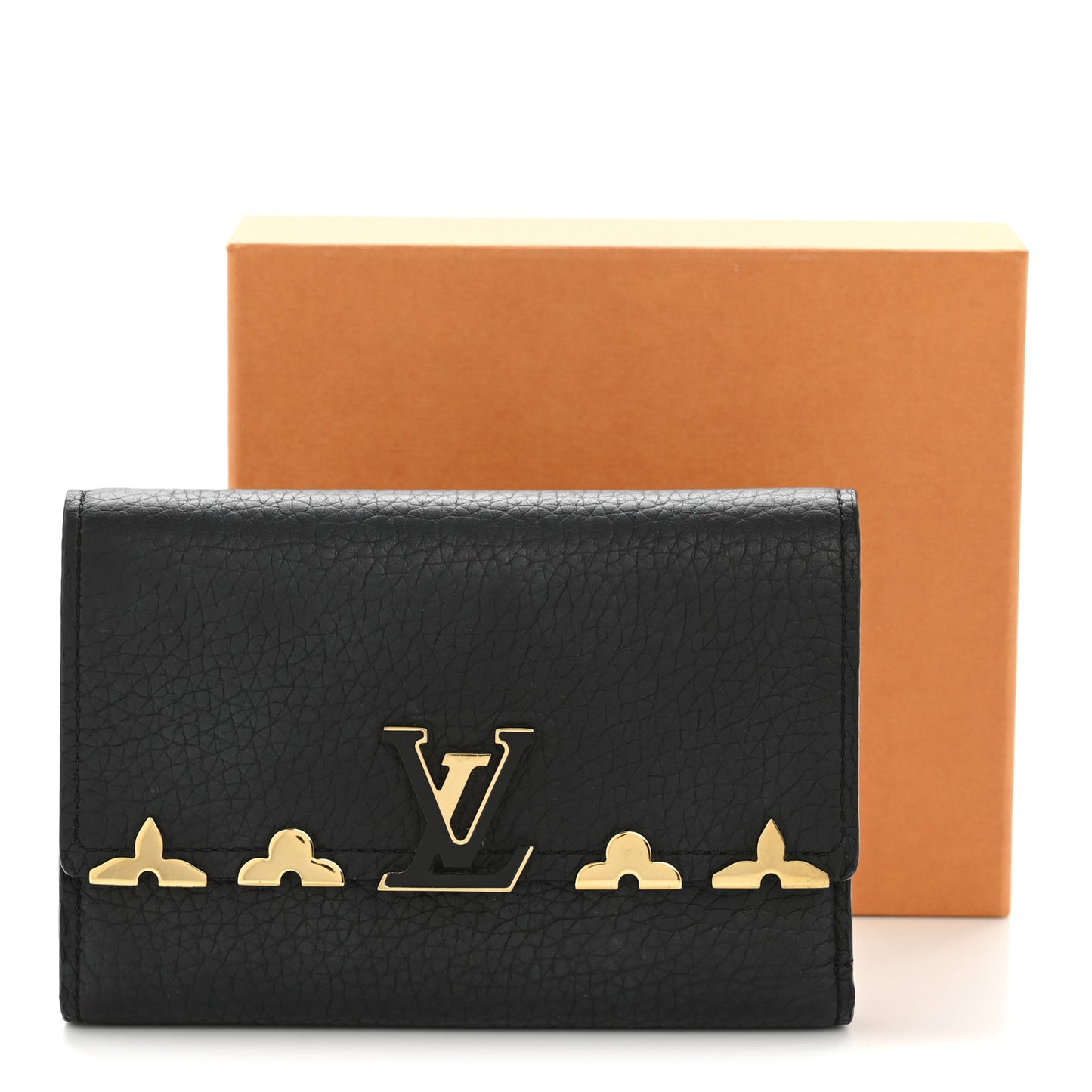 Taurillon Embellished Flower Crown Capucines Compact Wallet