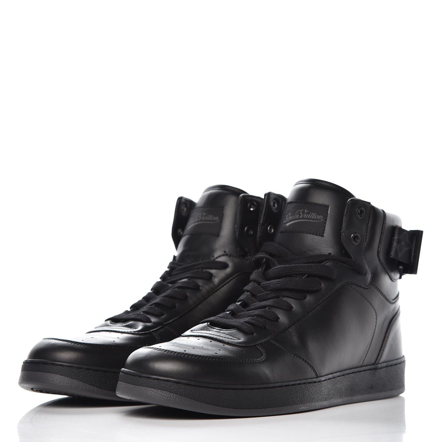 Louis Vuitton Calfskin Monogram Eclipse Rivoli High Top Sneakers 9 Black 3 of 8