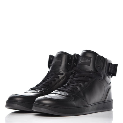 Louis Vuitton Calfskin Monogram Eclipse Rivoli High Top Sneakers 9 Black 3 of 8