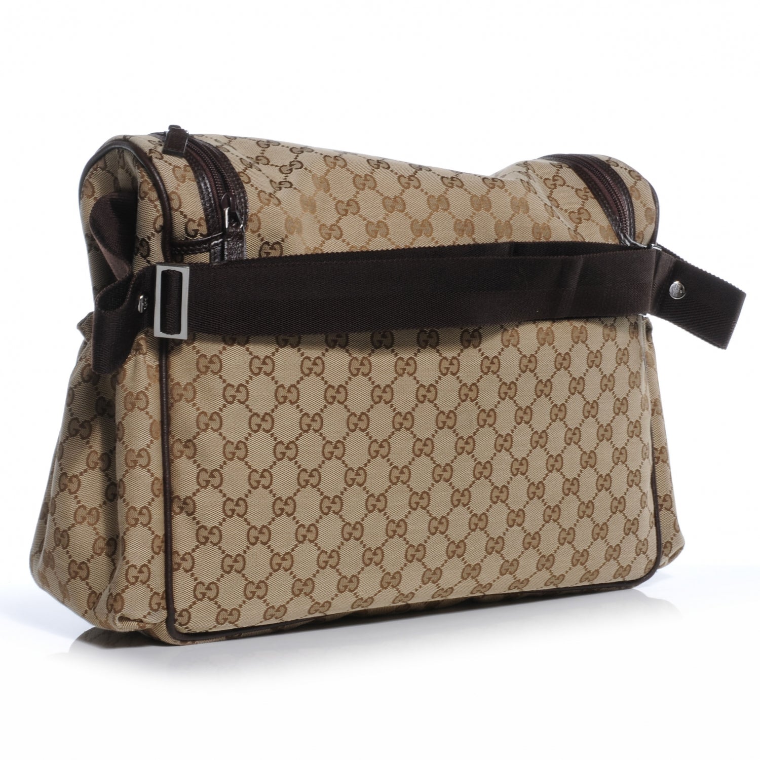 Gucci Monogram Natural Pigskin Large Diaper Bag Beige Ebony Cocoa Dark Chocolate 3 of 8