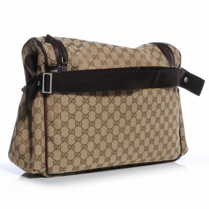 Gucci Monogram Natural Pigskin Large Diaper Bag Beige Ebony Cocoa Dark Chocolate 3 of 8