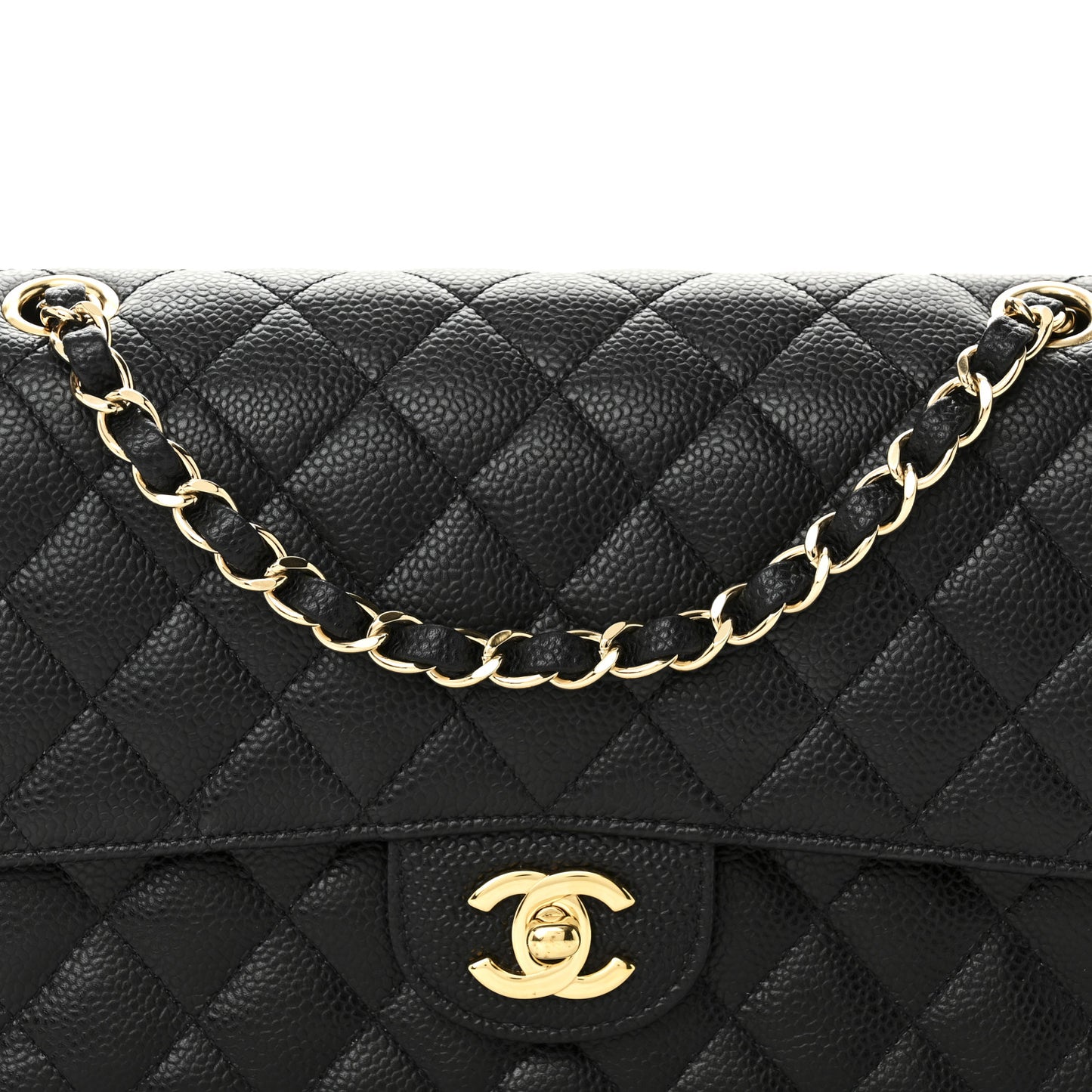 Caviar Quilted Medium Double Flap Black