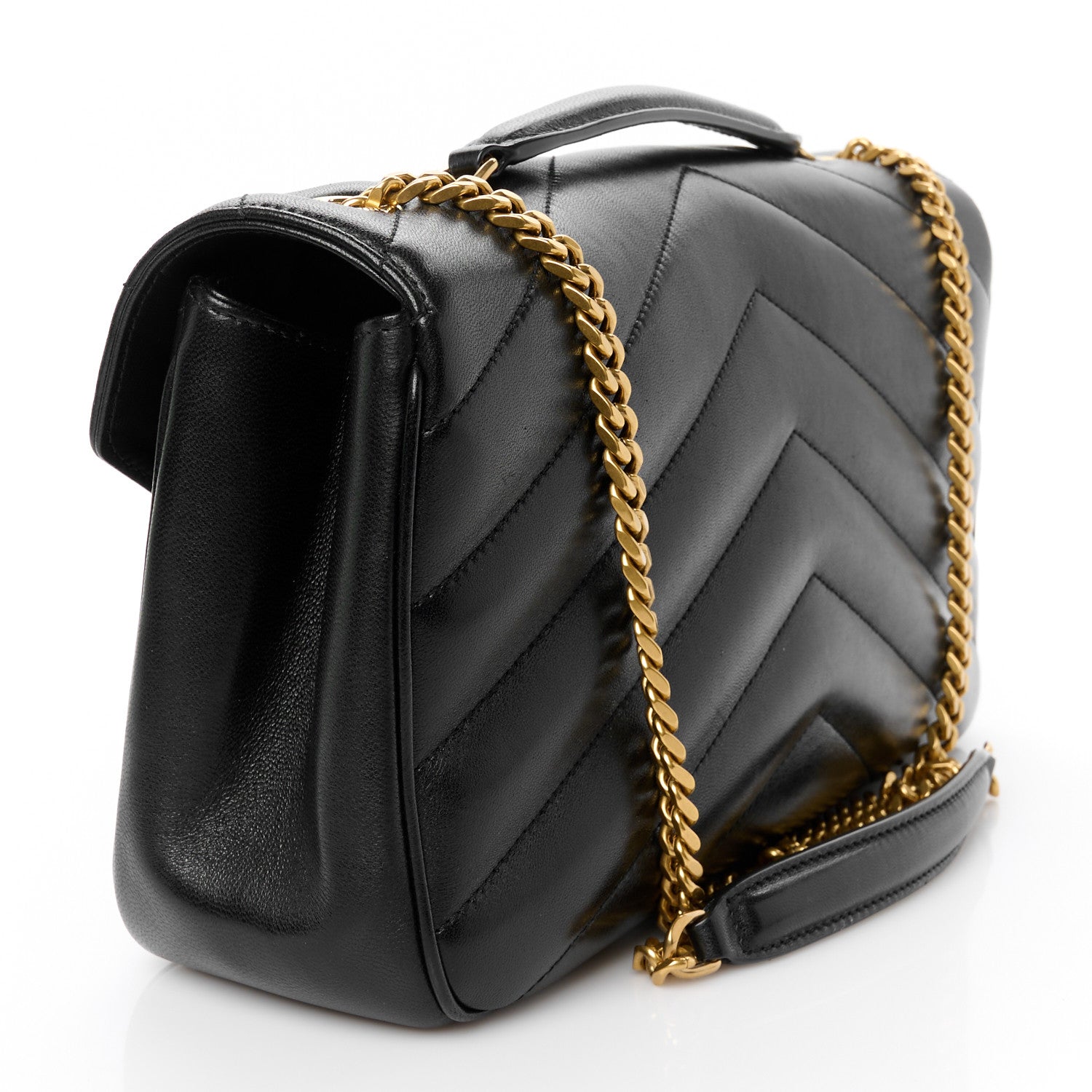 Saint Laurent Lambskin Chevron Quilted Medium Loulou Black 5 of 13