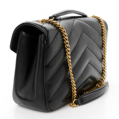 Saint Laurent Lambskin Chevron Quilted Medium Loulou Black 5 of 13