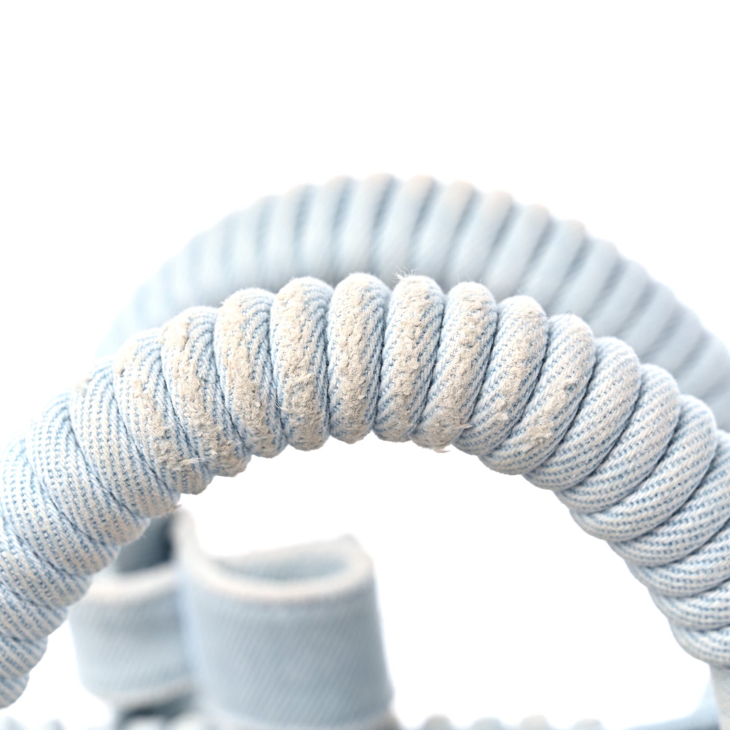 Washed Frayed Denim Braided XS Bistro Basket Blue