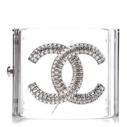 Chanel Lucite Baguette Crystal CC Cuff Transparent Silver 1 of 7