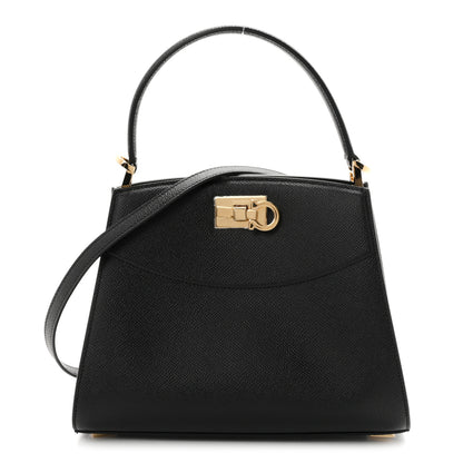 Salvatore Ferragamo Hammered Calfskin XS New Studio Box Bag Black 1 of 9