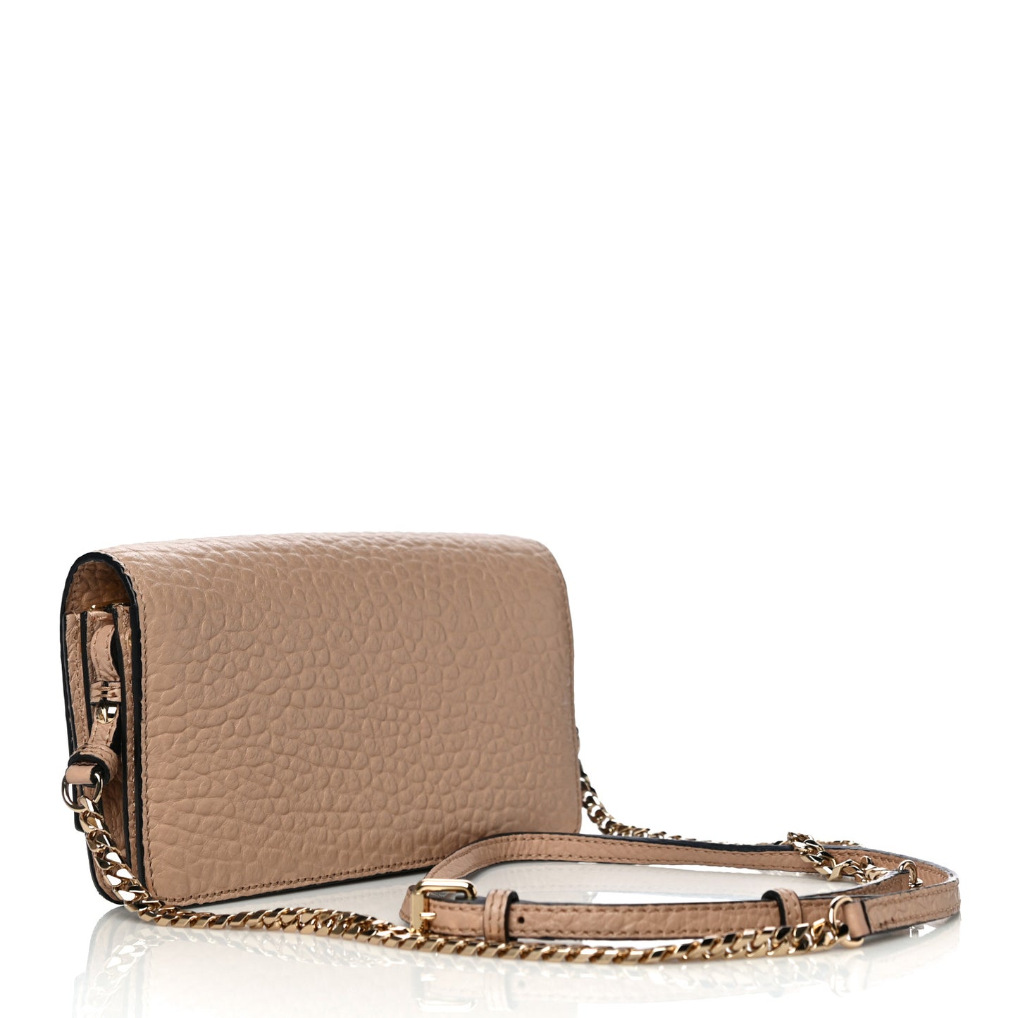 Signature Grain Small Madison Chain Clutch Pale Apricot