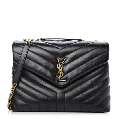 Saint Laurent Calfskin Y Quilted Monogram Medium Loulou Chain Satchel Black 1 of 10