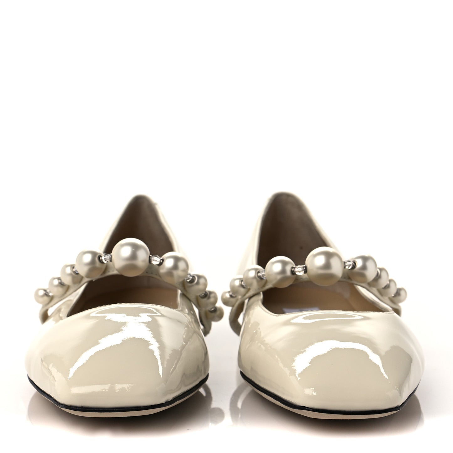 Patent Pearl Ade Mary Janes Flat 35 Latte White