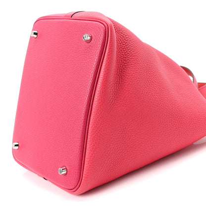 Hermes Taurillon Clemence Casaque Picotin Lock 22 MM Rose Extreme Rose Mexico Rouge De Coeur 9 of 9