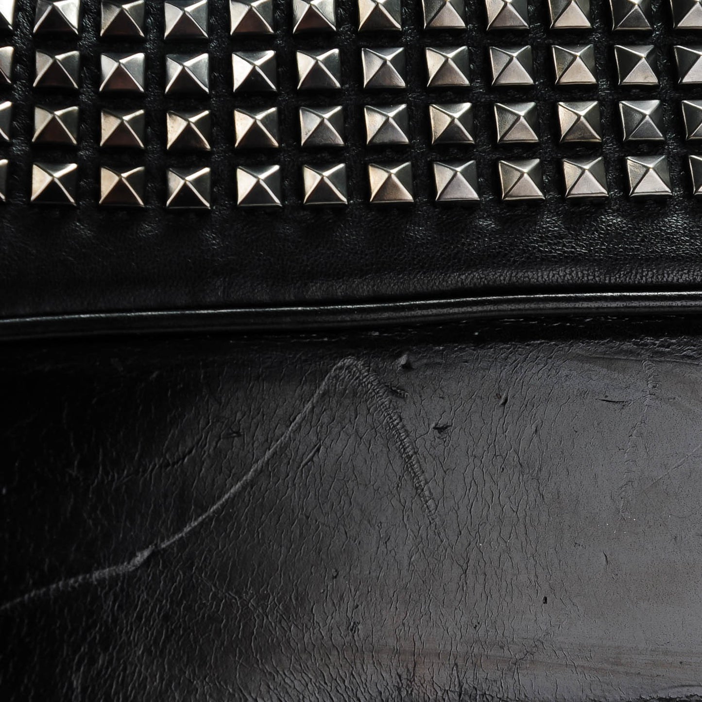 Prorsum Calfskin Studded Knight Satchel Black