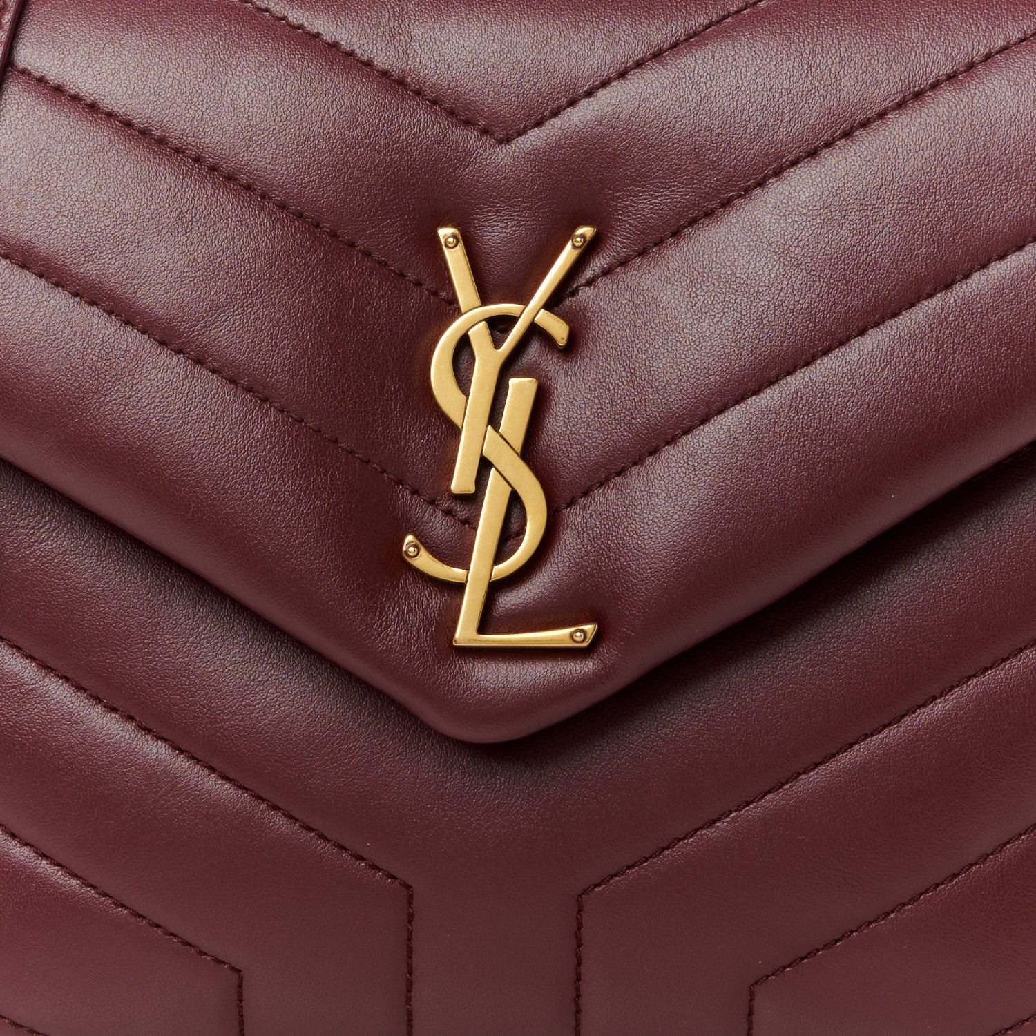 Saint Laurent Calfskin Y Quilted Monogram Small Loulou Chain Satchel Dark Legion Red 9 of 11