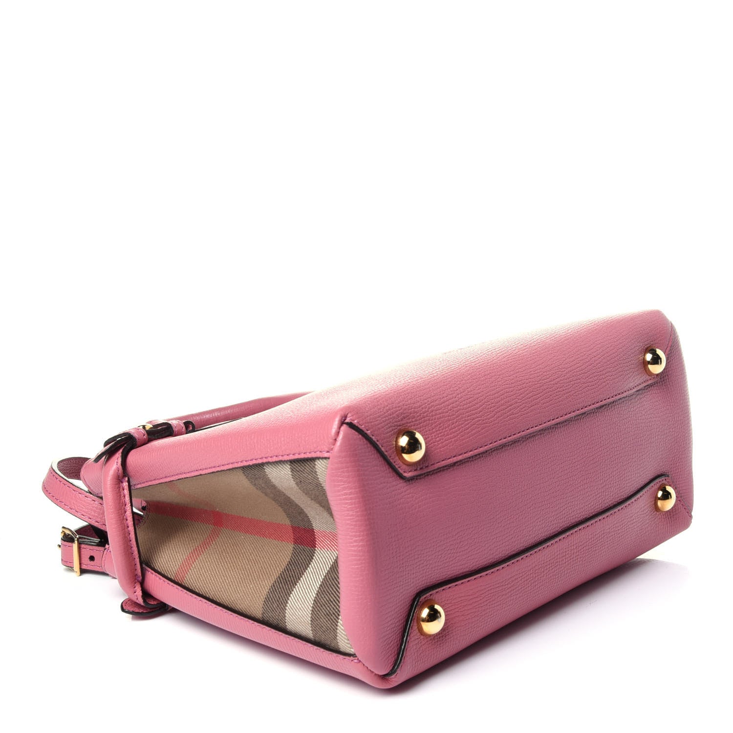 Burberry Grainy Calfskin House Check Small Banner Tote Mauve Pink 5 of 13