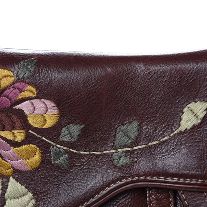 Christian Dior Calfskin Embroidered Romantic Flowers Saddle Bag Brown 10 of 14