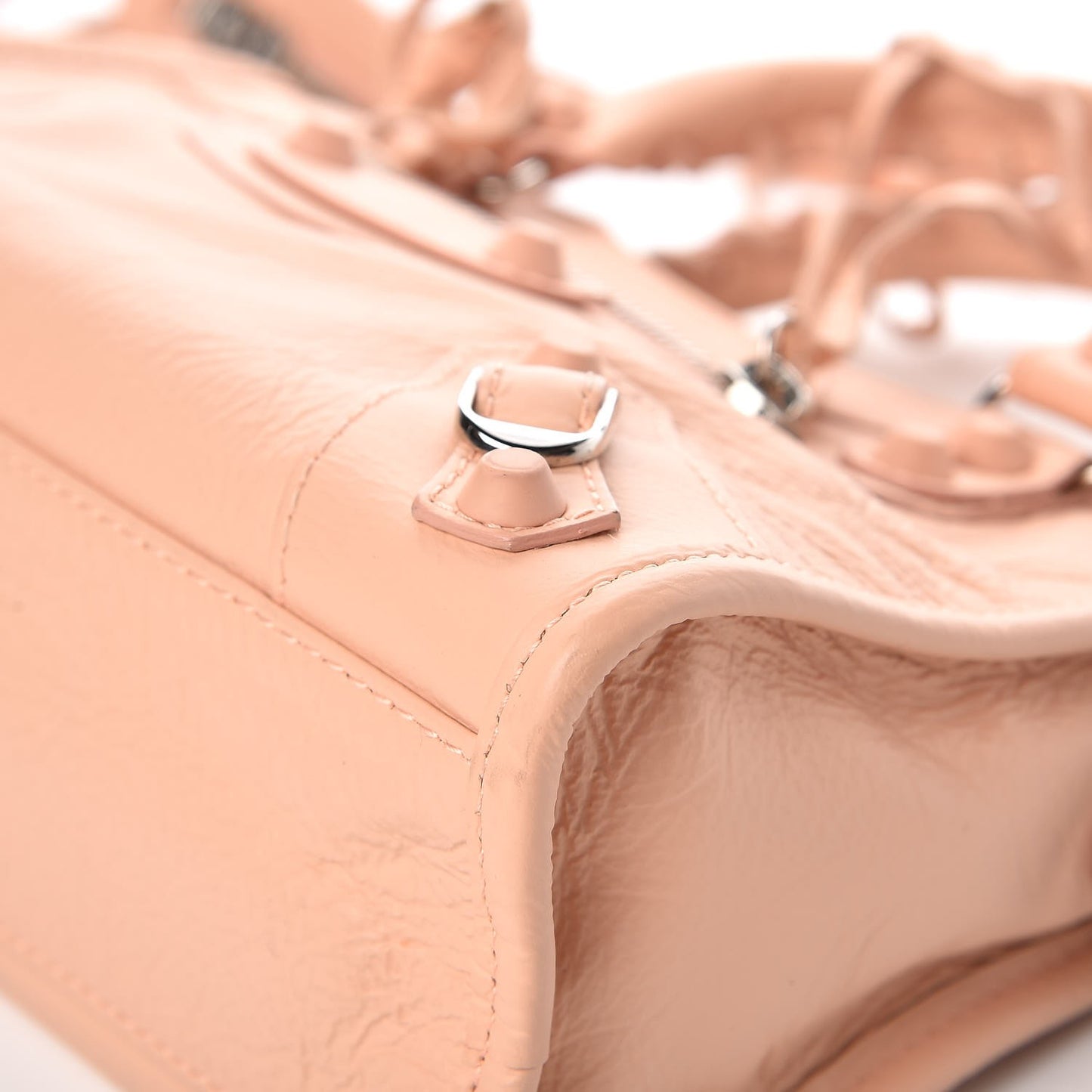 Matte Goatskin Rubber Covered Classic Hardware Mini City Rose Poudre