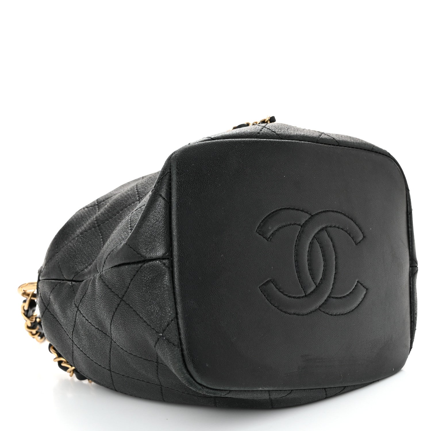 Chanel Lambskin Quilted Antique Signs Drawstring Bag Black 4 of 12