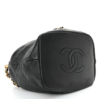 Chanel Lambskin Quilted Antique Signs Drawstring Bag Black 4 of 12