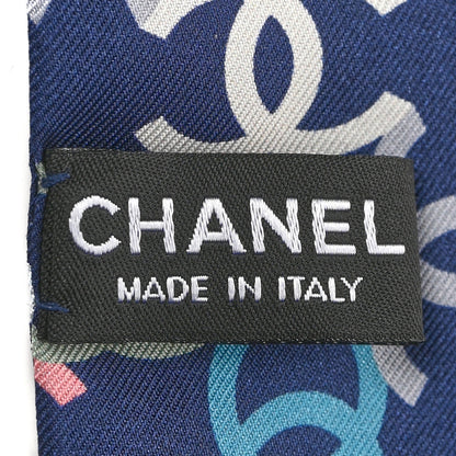 Chanel Silk CC Slim Bandeau Scarf Navy Multicolor 3 of 3