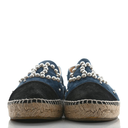 Chanel Suede Pearl CC Espadrilles 40 Teal 2 of 10