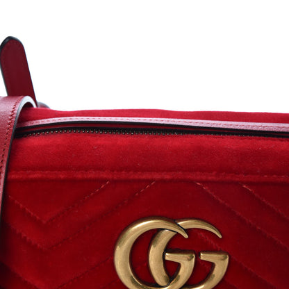 Gucci Velvet Matelasse Small GG Marmont Chain Shoulder Bag Hibiscus Red 10 of 10