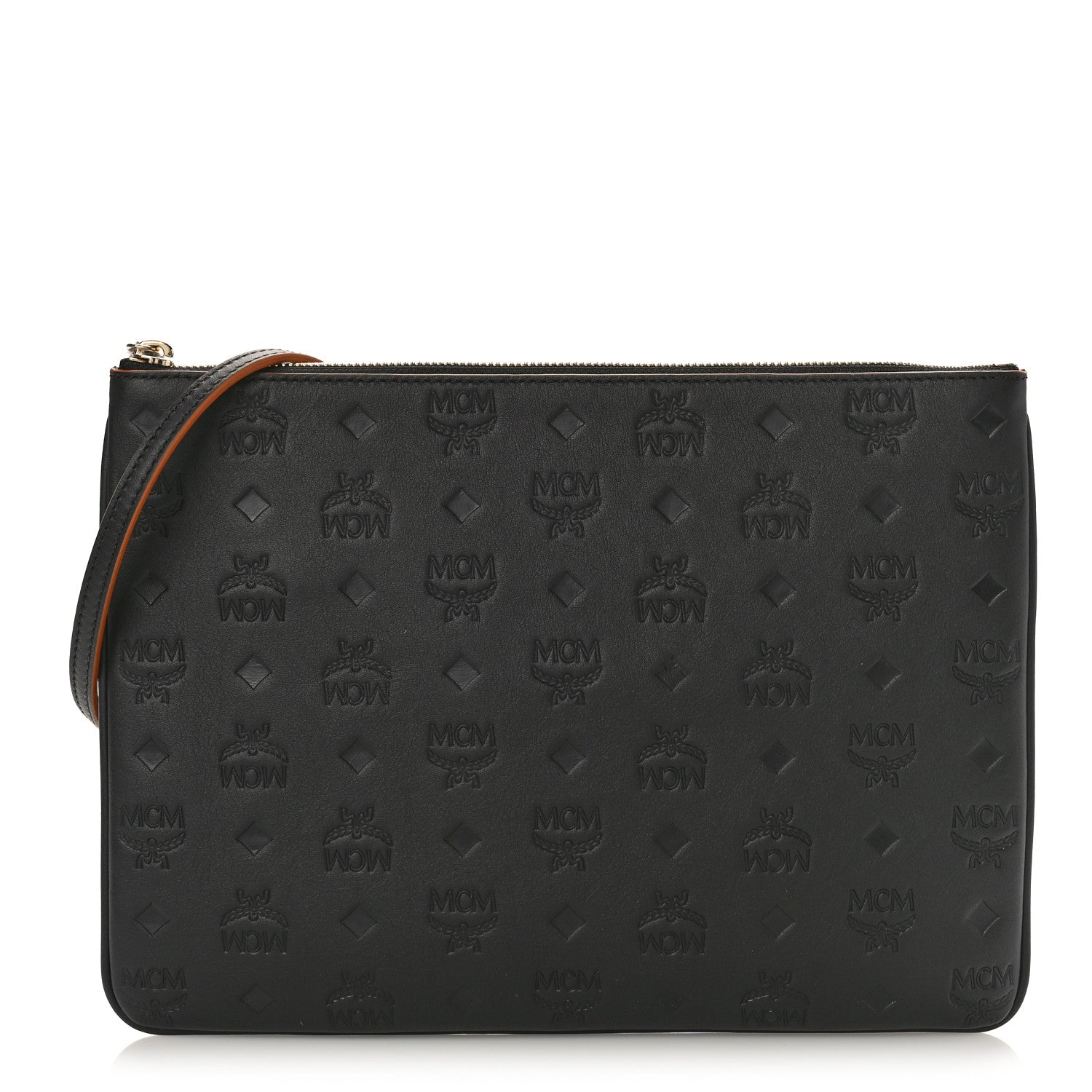 MCM Calfskin Monogram Klara Crossbody Pouch Black 1 of 8