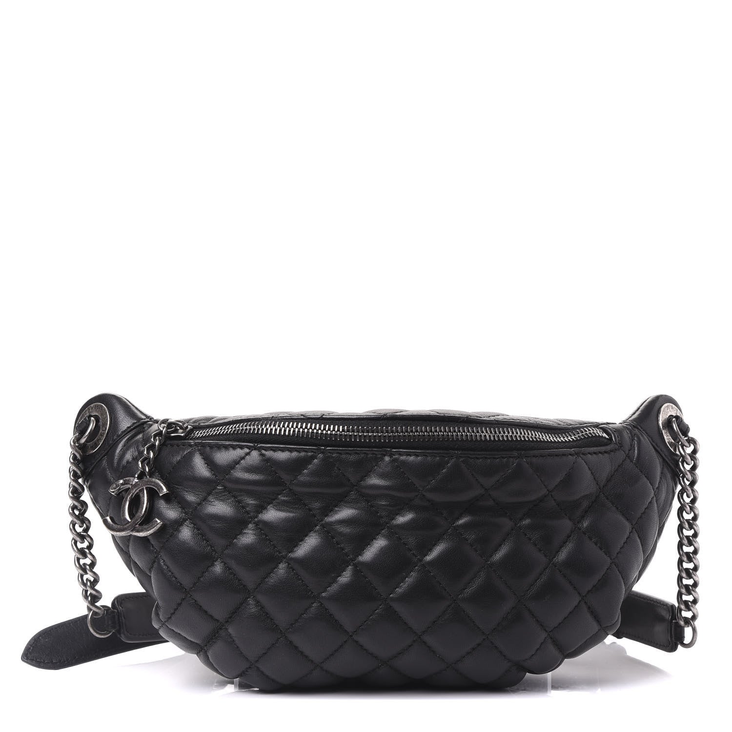 Chanel Lambskin Quilted Banane Waist Bag Fanny Pack Black 1 of 9