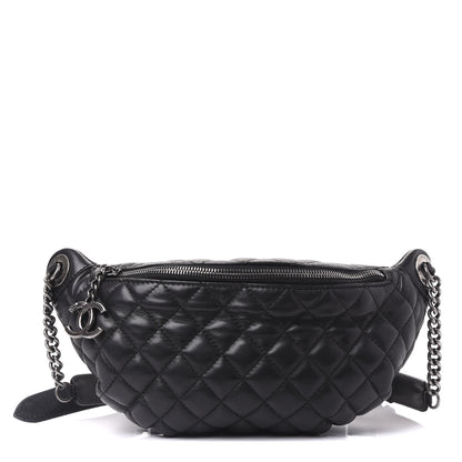 Chanel Lambskin Quilted Banane Waist Bag Fanny Pack Black 1 of 9