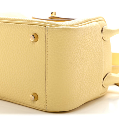 Hermes Taurillon Clemence Verso Mini Lindy 20 Jaune Poussin Craie 10 of 11