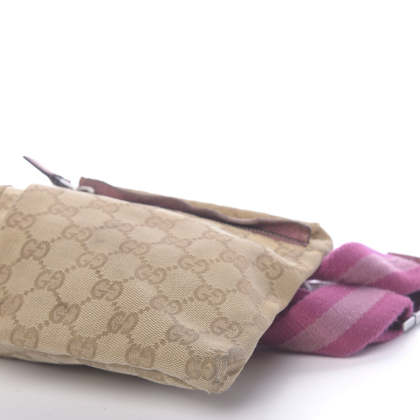 GG Monogram Web Double Pocket Belt Bag Pink