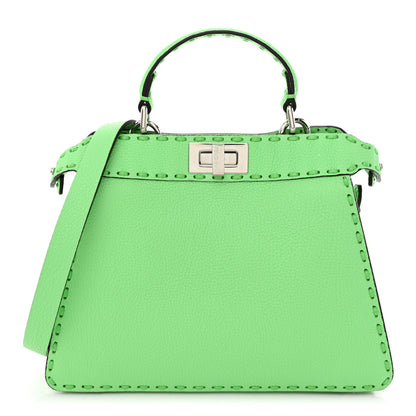 Fendi Cuoio Roma Sellerissima Nappa Sintetica Tape Stitch Small Peekaboo I SEE U Satchel Edamame 1 of 13