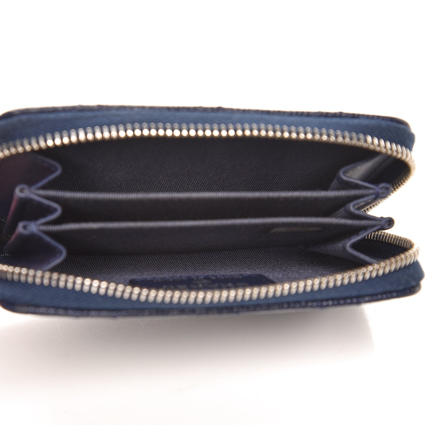 Caviar Quilted Zip Coin Purse Navy