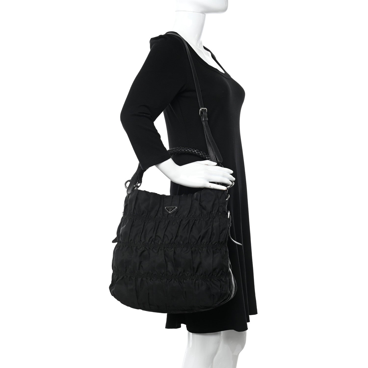 Prada Tessuto Nylon Gaufre Hobo Black 2 of 11