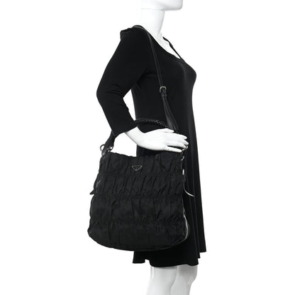 Prada Tessuto Nylon Gaufre Hobo Black 2 of 11