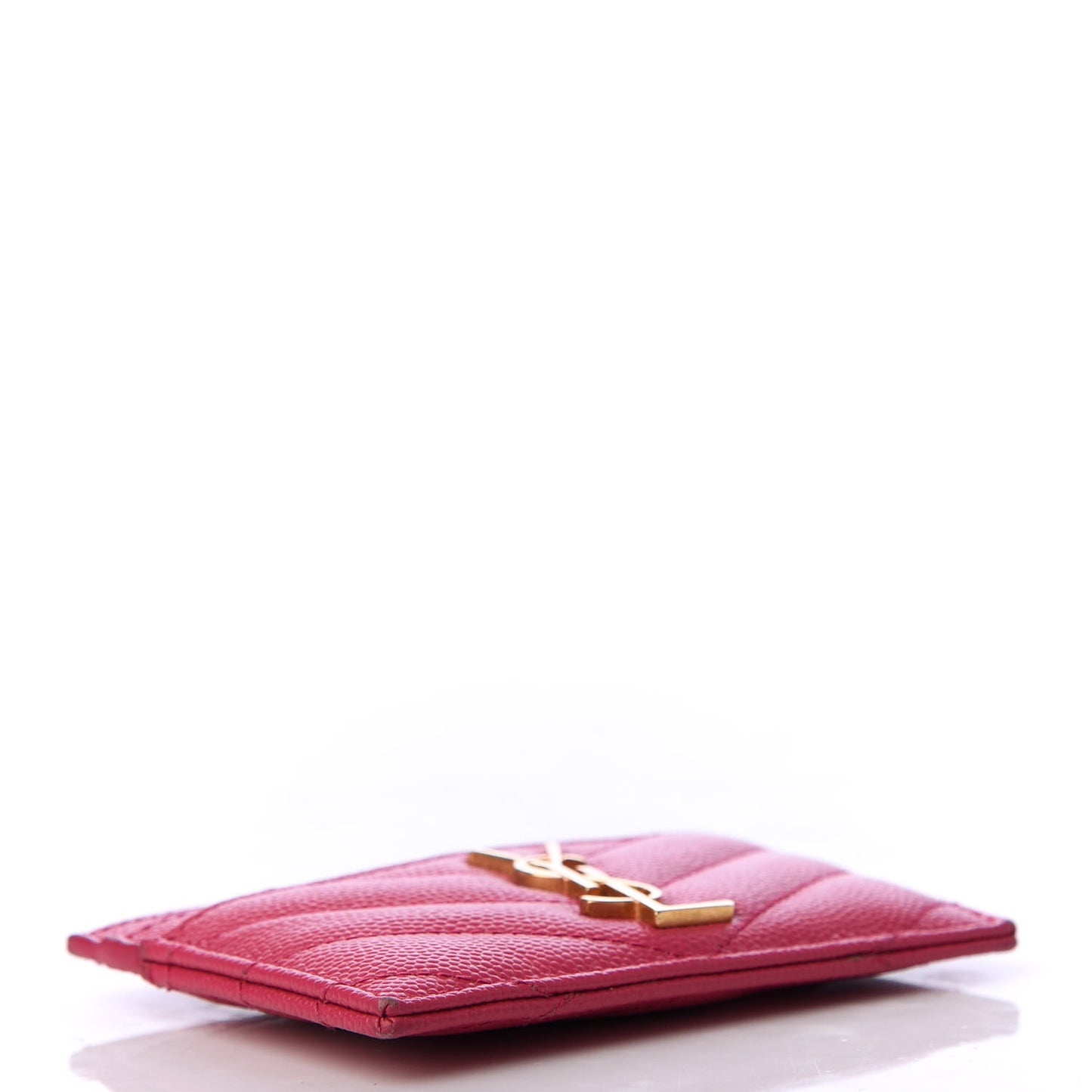 Grain De Poudre Matelasse Chevron Monogram Credit Card Case Fresh Fuxia