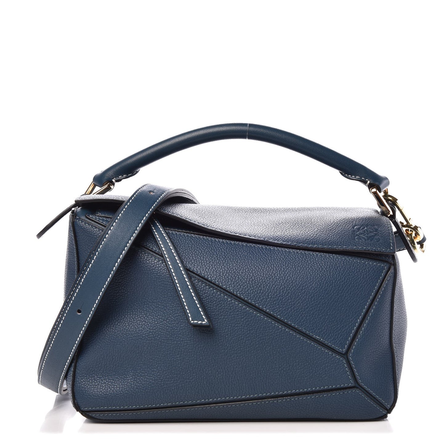 Grained Calfskin Small Puzzle Shoulder Bag Dark Blue