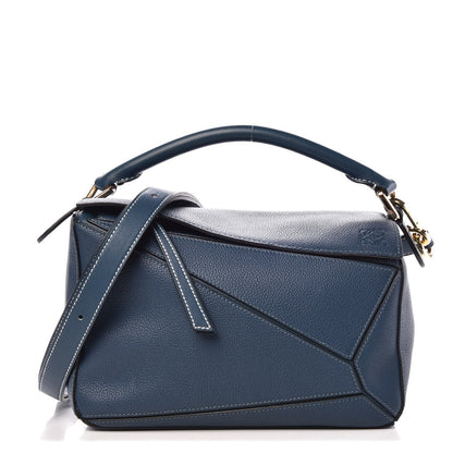 Loewe Grained Calfskin Small Puzzle Shoulder Bag Dark Blue 1 of 7