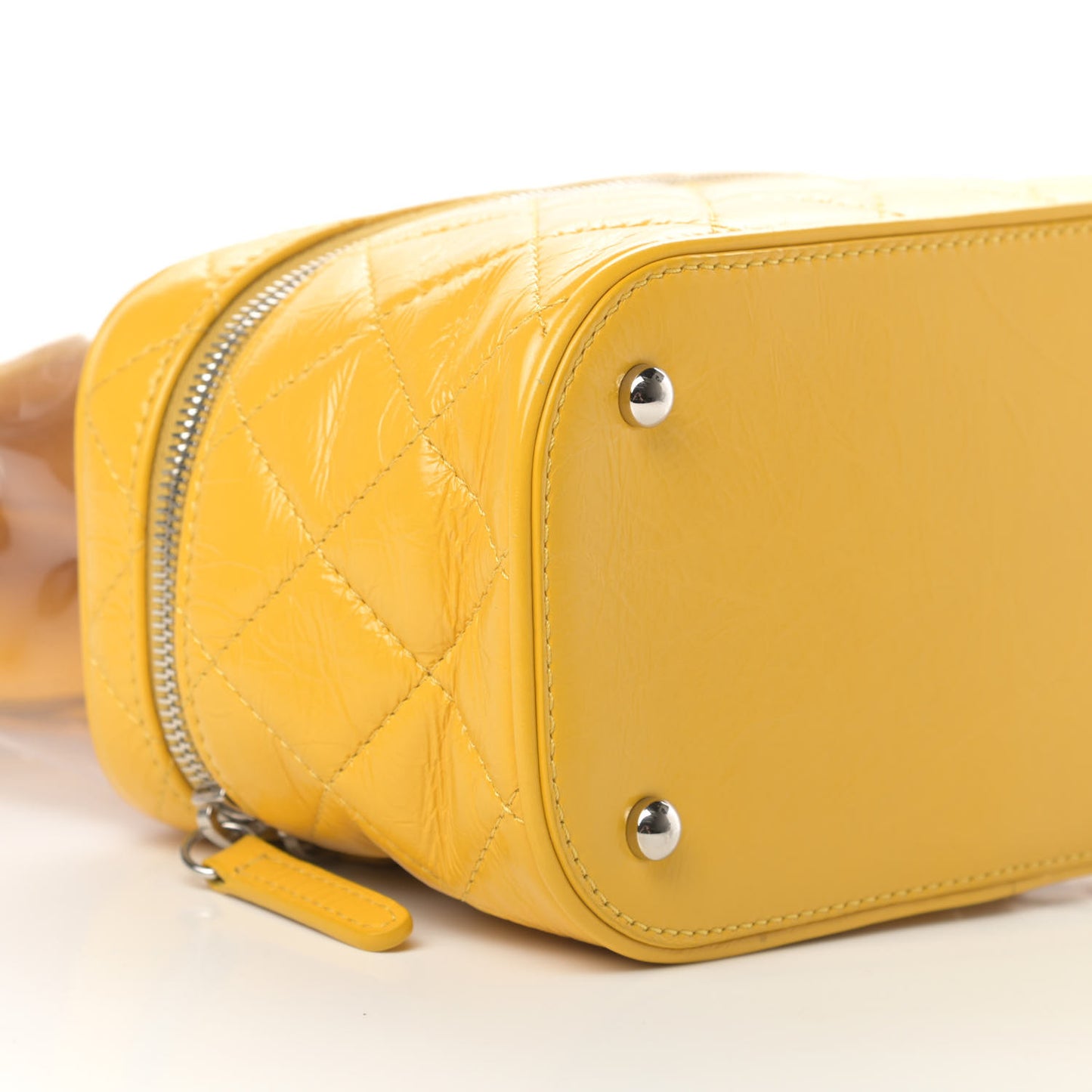 Crumpled Calfskin PVC Quilted Flap Yellow