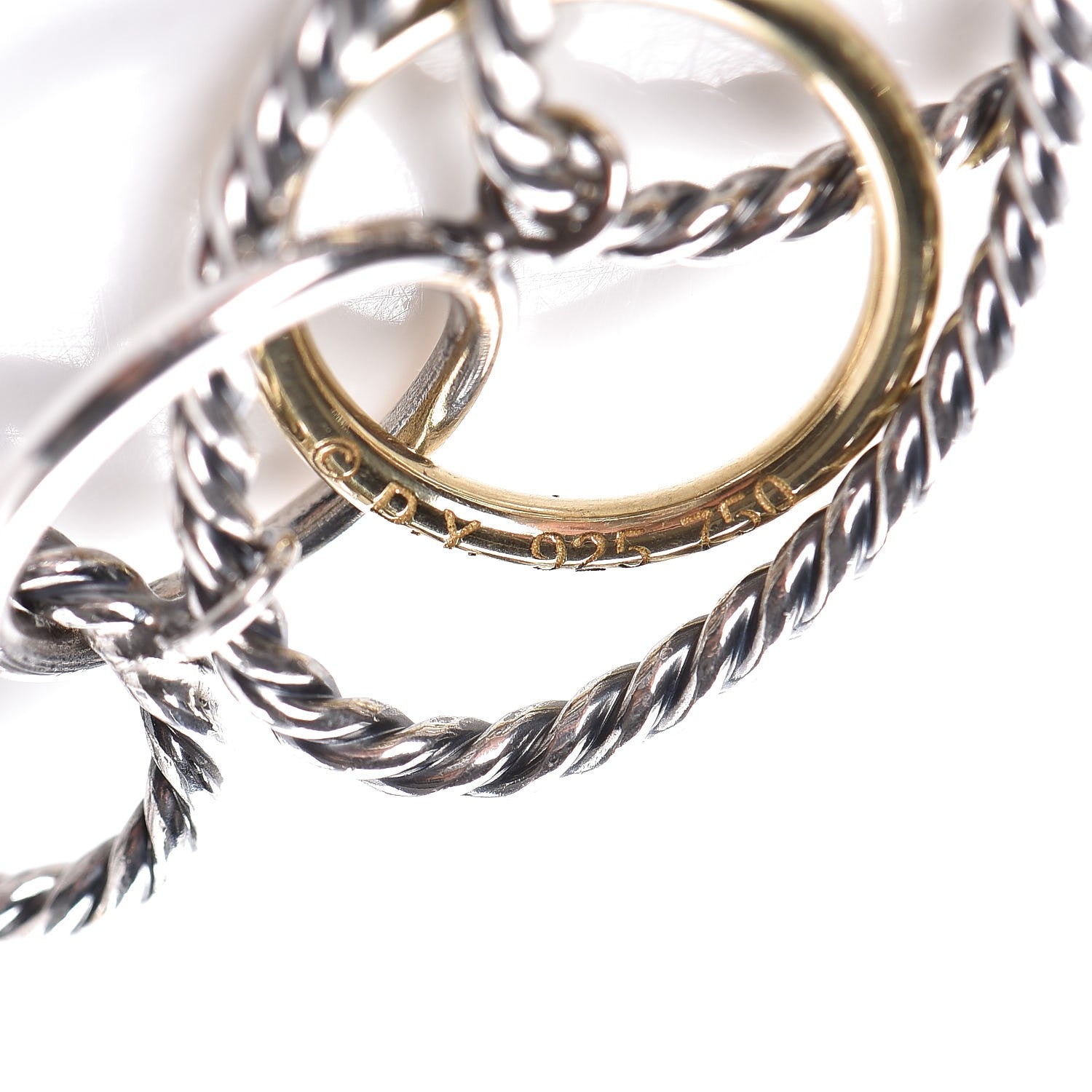 David Yurman Sterling Silver 18K Yellow Gold Mobile Oval Drop Earrings 3 of 6