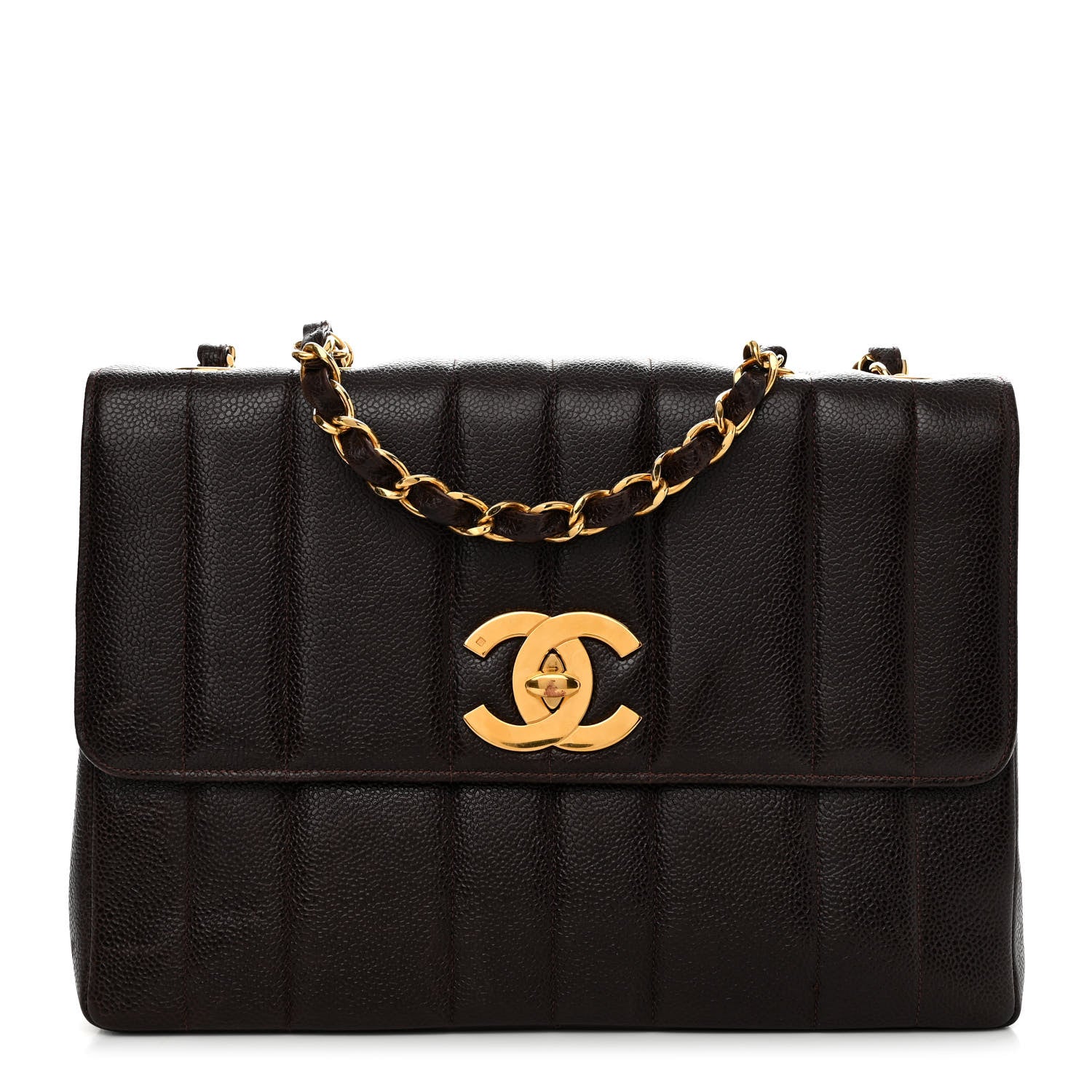 Chanel Caviar Vertical Quilted Jumbo Single Flap Brown 1 of 12