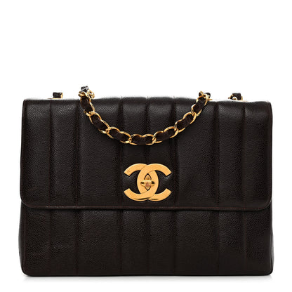 Chanel Caviar Vertical Quilted Jumbo Single Flap Brown 1 of 12
