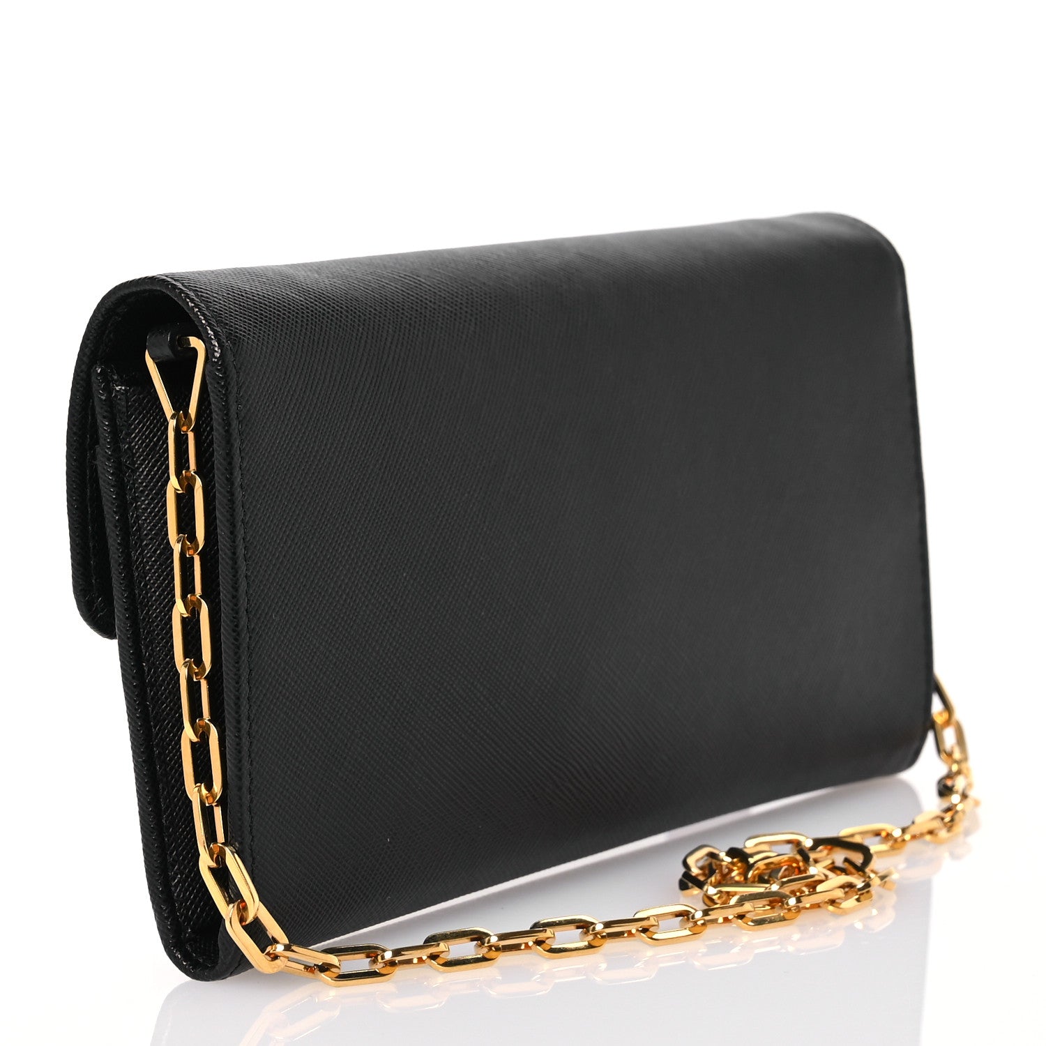 Prada Saffiano Chain Wallet Black 2 of 12
