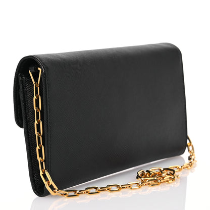 Prada Saffiano Chain Wallet Black 2 of 12