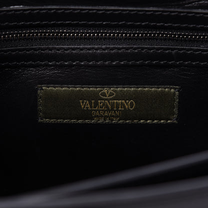 Valentino Garavani Calfskin Panther Medium Guitar Strap Rockstud Rolling Flap Saddle Bag Black 8 of 9